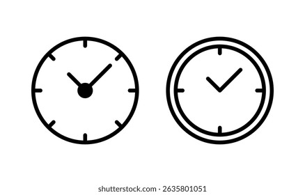 Logo-Design des Uhrensymbols. Zeitzeichen und Symbol. Uhrensymbol