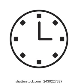 Ilustración aislada del símbolo del símbolo del icono o del logotipo del reloj - estilo negro de alta calidad