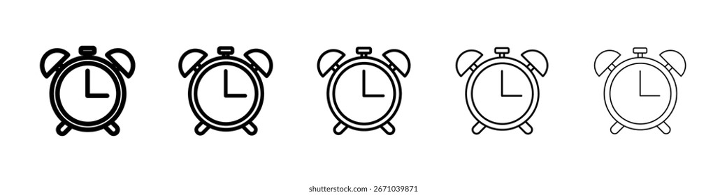 Clock icon logo in stroke lines collection