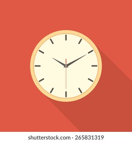 Clock icon with long shadow - Vector