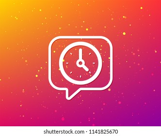 Clock icon. Mechanical watch symbol. Soft color gradient background. Speech bubble with flat icon. Vector