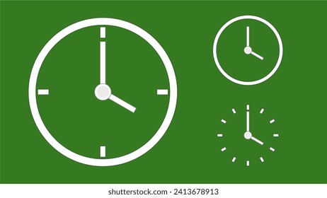 Icono de reloj, estilo mínimo. flecha show4 hr. del número 12 al 4. sobre el fondo verde navideño