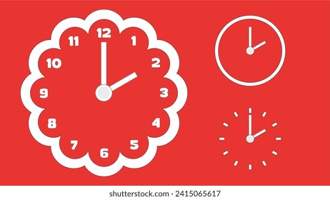 Clock icon, minimal style. arrow show2 hr. from number 12 to 2. on the red background
