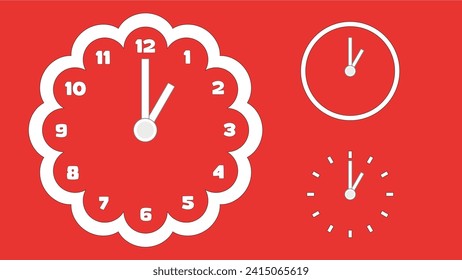 Clock icon, minimal style. arrow show1 hr. from number 12 to 1. on the red background