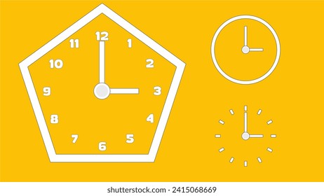 Icono de reloj, estilo mínimo. número de presentación de flecha. sobre el fondo amarillo
