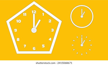 Clock icon, minimal style. arrow show number. on the Yellow background