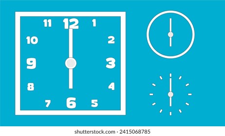 Clock icon, minimal style. arrow show number. on the blue background
