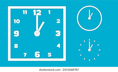 Clock icon, minimal style. arrow show number. on the blue background