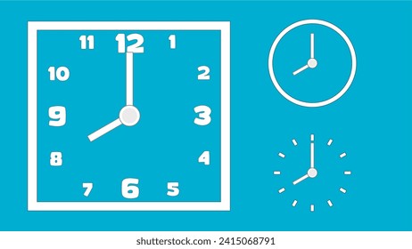 Icono de reloj, estilo mínimo. número de presentación de flecha. sobre el fondo azul