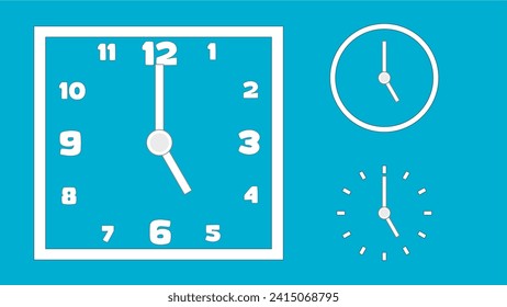 Icono de reloj, estilo mínimo. número de presentación de flecha. sobre el fondo azul