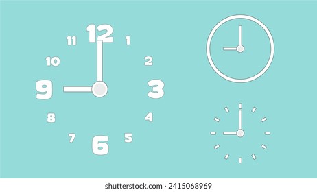 Uhrsymbol, minimaler Stil. Pfeilnummer. auf blauem Hintergrund