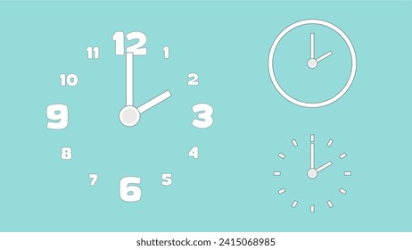 Clock icon, minimal style. arrow show number. on the blue sky background