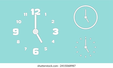 Clock icon, minimal style. arrow show number. on the blue sky background