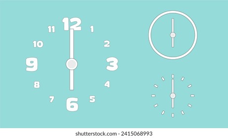 Clock icon, minimal style. arrow show number. on the blue sky background