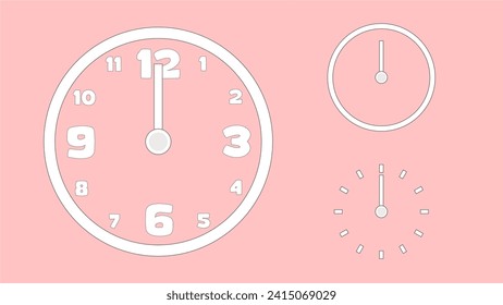 Clock icon, minimal style. arrow show number. on the pink background