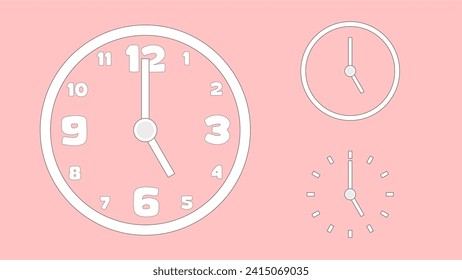 Icono de reloj, estilo mínimo. número de presentación de flecha. sobre el fondo rosa