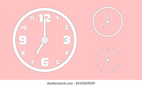 Clock icon, minimal style. arrow show number. on the pink background