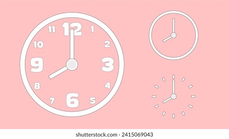 Clock icon, minimal style. arrow show number. on the pink background