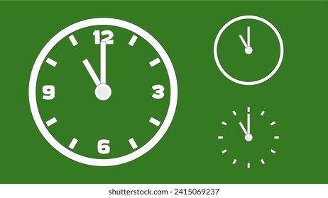 Clock icon, minimal style. arrow show number. on the christmas green background