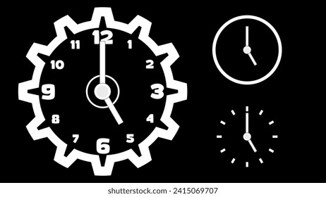 Clock icon, minimal style. arrow show number. on the black background