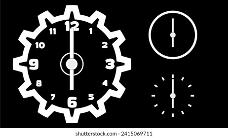 Clock icon, minimal style. arrow show number. on the black background