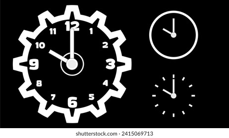 Clock icon, minimal style. arrow show number. on the black background