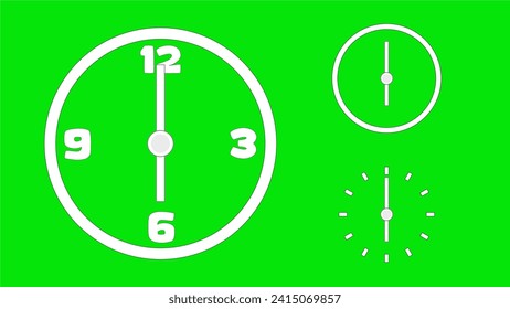 Clock icon, minimal style. arrow show number. on the green background