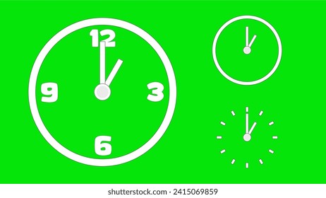Clock icon, minimal style. arrow show number. on the green background