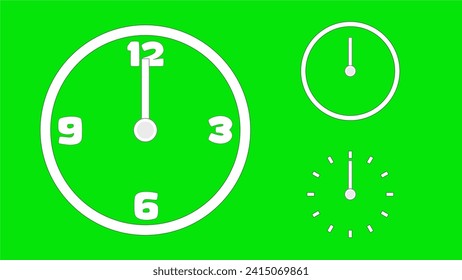Clock icon, minimal style. arrow show number. on the green background