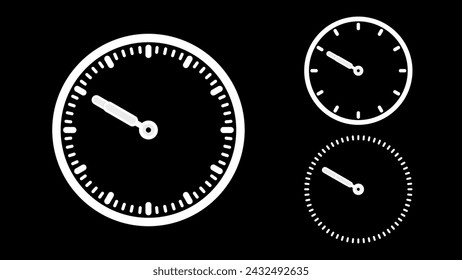Clock icon, minimal style. White clock the black background