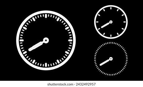 Icono de reloj, estilo minimalista. Reloj blanco sobre fondo negro