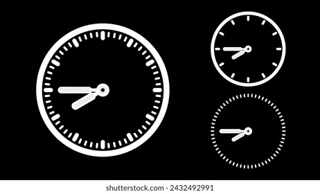 Clock icon, minimal style. White clock the black background