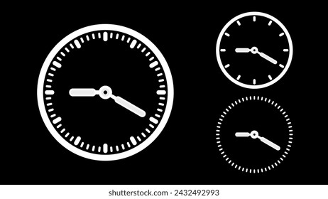 Clock icon, minimal style. White clock the black background