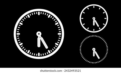 Clock icon, minimal style. White clock the black background
