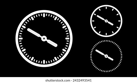 Clock icon, minimal style. White clock the black background
