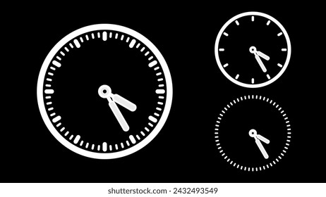 Clock icon, minimal style. White clock the black background