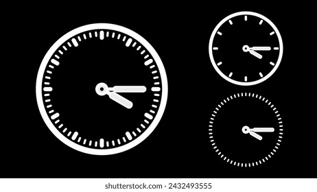 Clock icon, minimal style. White clock the black background