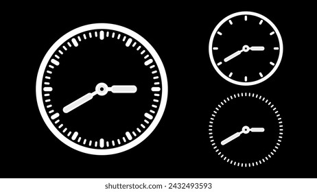 Clock icon, minimal style. White clock the black background