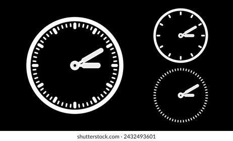 Clock icon, minimal style. White clock the black background
