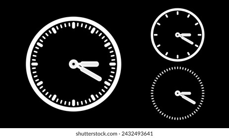Icono de reloj, estilo minimalista. Reloj blanco sobre fondo negro