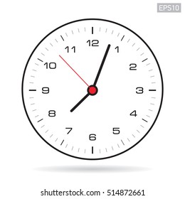 Clock icon in minimalism style, black timer on white background. Vector design element