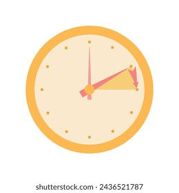 Clock icon in minimalistic flat style, daylight saving time, timer on white background. Business watch. Vector design element for project, banner, invitation.