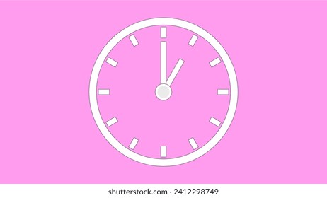 clock icon, mininal style. color code FF9CEE arrow show 1 hour about 12.00 to 1.00. on the Pastel background.