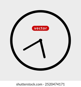 Icono de reloj de estilo plano moderno y de moda aislado sobre fondo gris. Vector de reloj colgante de pared simple. Ilustración vectorial horaria. Icono de reloj