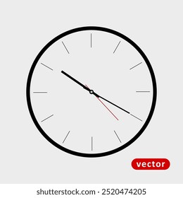Clock icon modern and trendy flat style isolated on grey background. Simple wall hanging watch vector. Time vector illustration. Clock icon