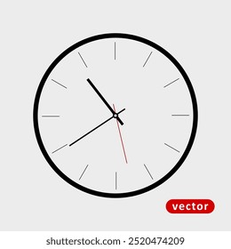 Icono de reloj de estilo plano moderno y de moda aislado sobre fondo gris. Vector de reloj colgante de pared simple. Ilustración vectorial horaria. Icono de reloj