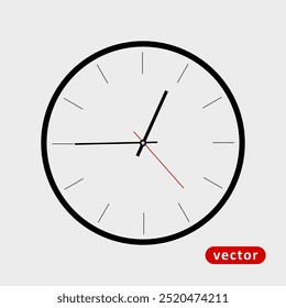 Clock icon modern and trendy flat style isolated on grey background. Simple wall hanging watch vector. Time vector illustration. Clock icon
