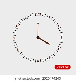 Icono de reloj de estilo plano moderno y de moda aislado sobre fondo gris. Vector de reloj colgante de pared simple. Ilustración vectorial horaria. Icono de reloj