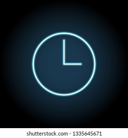 clock icon in neon style. Simple thin line, outline vector of web, minimalistic icons for UI and UX, website or mobile application