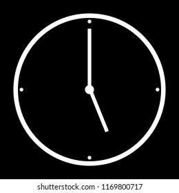 Clock icon on black background. Vector illustration.